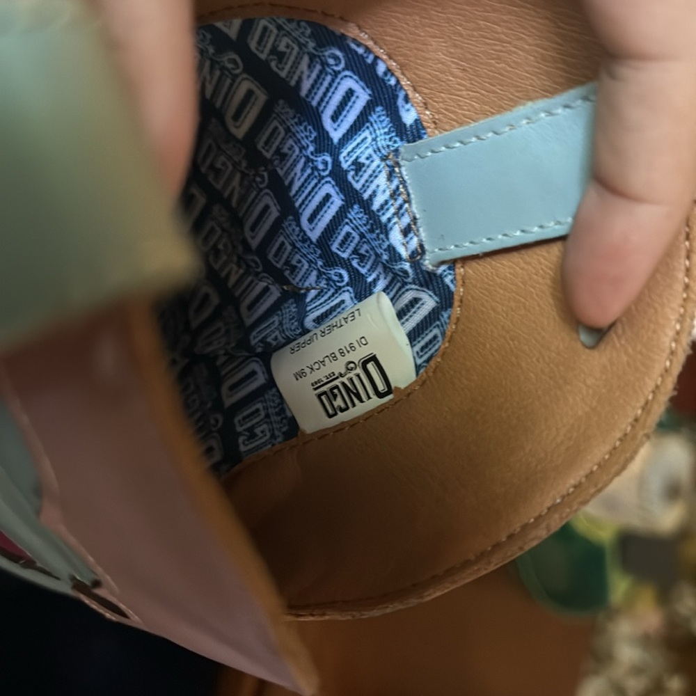 Dingo Black, Blue, and Pink Cowboy Boots with Hearts and Flowers - Picture 4 of 5